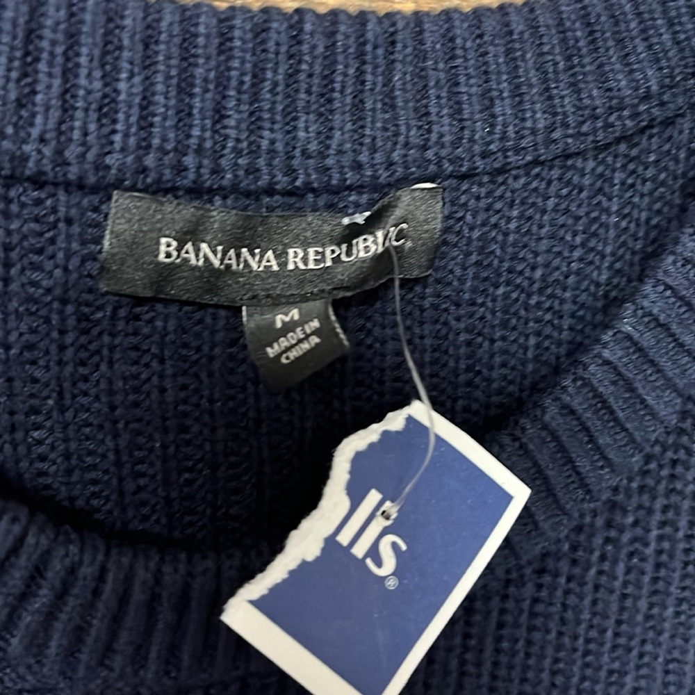 Banana Republic NWT Blue Knit Jeweled Short Sleeve Sweater Medium - Picture 5 of 8